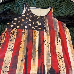 Patriotic Off-Shoulder Top with Stars and Stripes